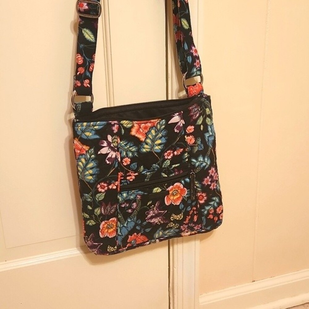 Vera Bradley Black & Green Floral Quilted Crossbody Bag